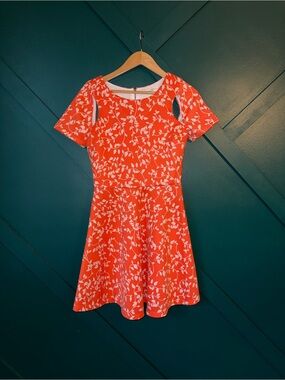 Copper Key Orange and White Floral Preppy Skater Dress